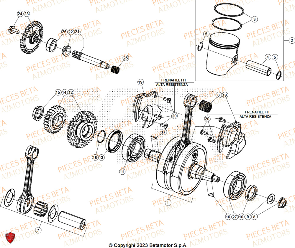 Vilebrequin AZMOTORS Pieces BETA CROSS RX 350 2T - (2026)