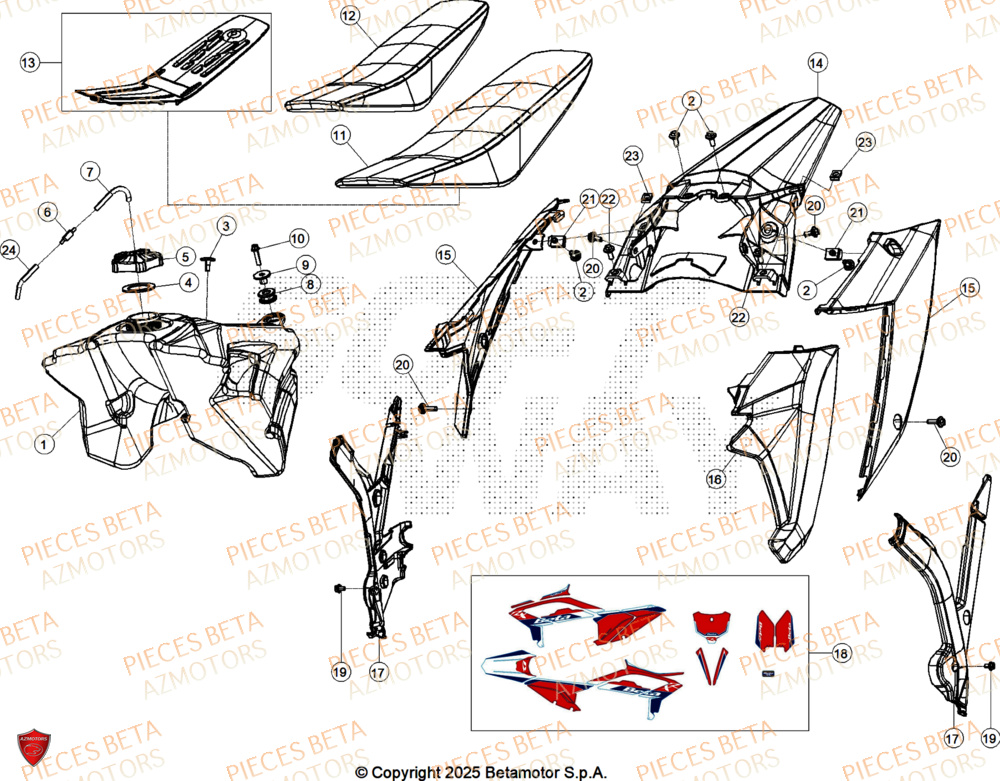 Carenage Arriere AZMOTORS Pieces BETA CROSS RX 450 4T - (2026)