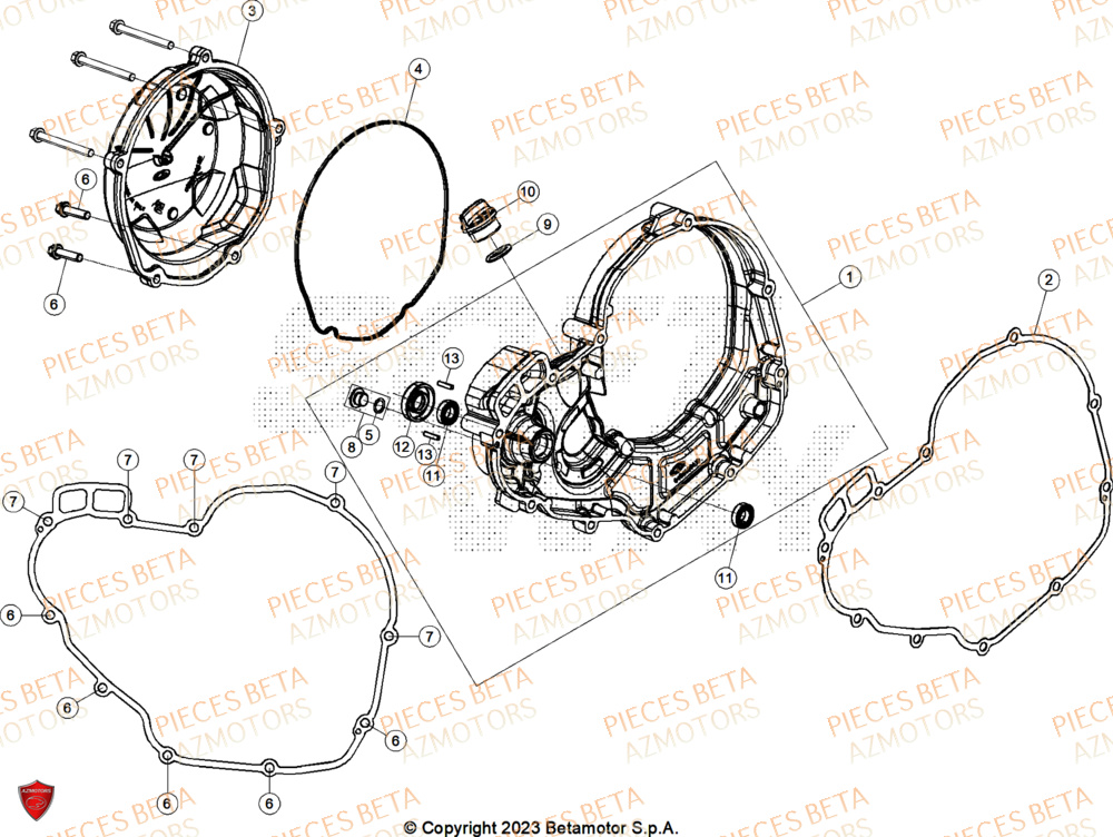 Couvercle Embrayage AZMOTORS Pieces BETA CROSS RX 450 4T - (2026)