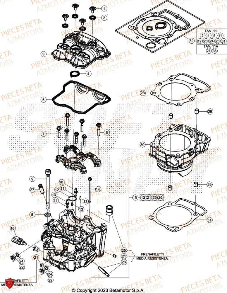 Culasse AZMOTORS Pieces BETA CROSS RX 450 4T - (2026)