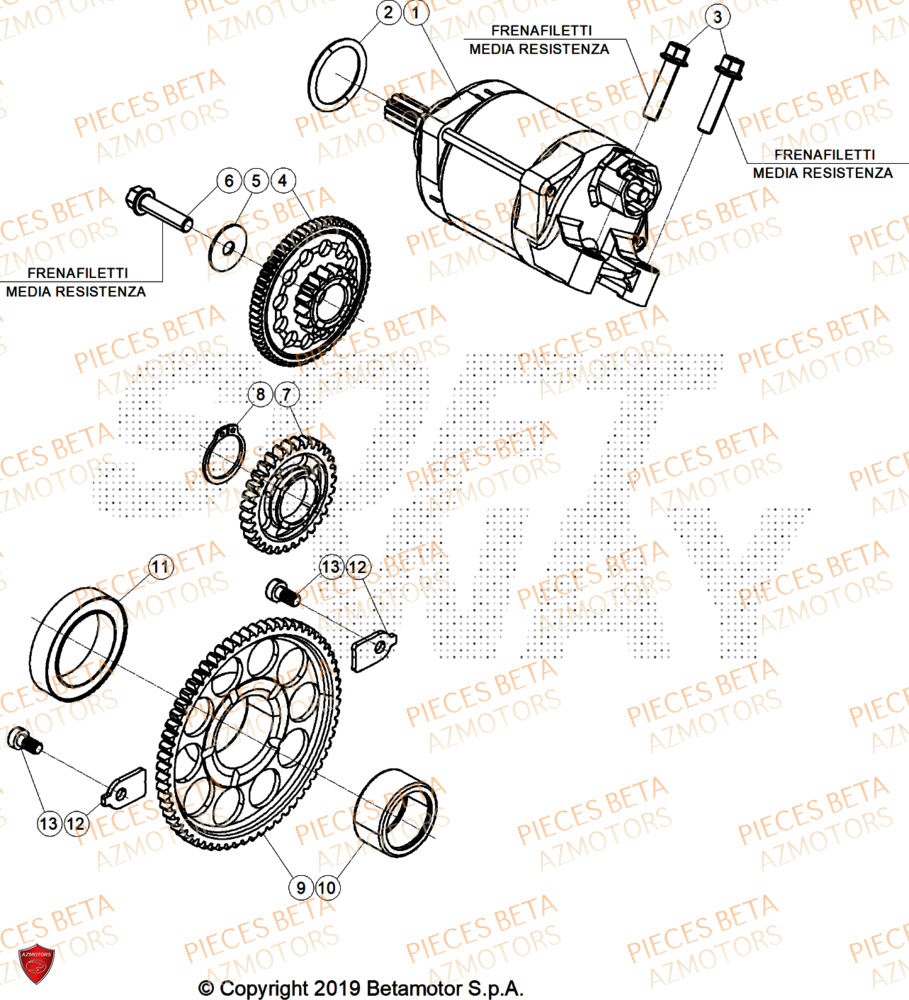 Demarreur AZMOTORS Pieces BETA CROSS RX 450 4T - (2026)