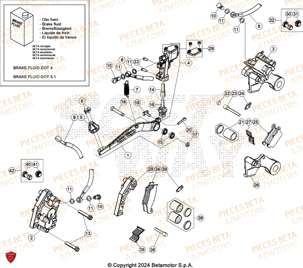 Freins AZMOTORS Pieces BETA CROSS RX 450 4T - (2026)