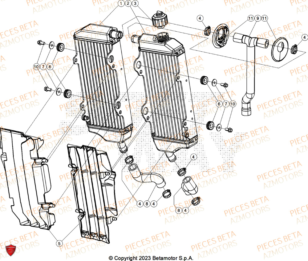Radiateur AZMOTORS Pieces BETA CROSS RX 450 4T - (2026)