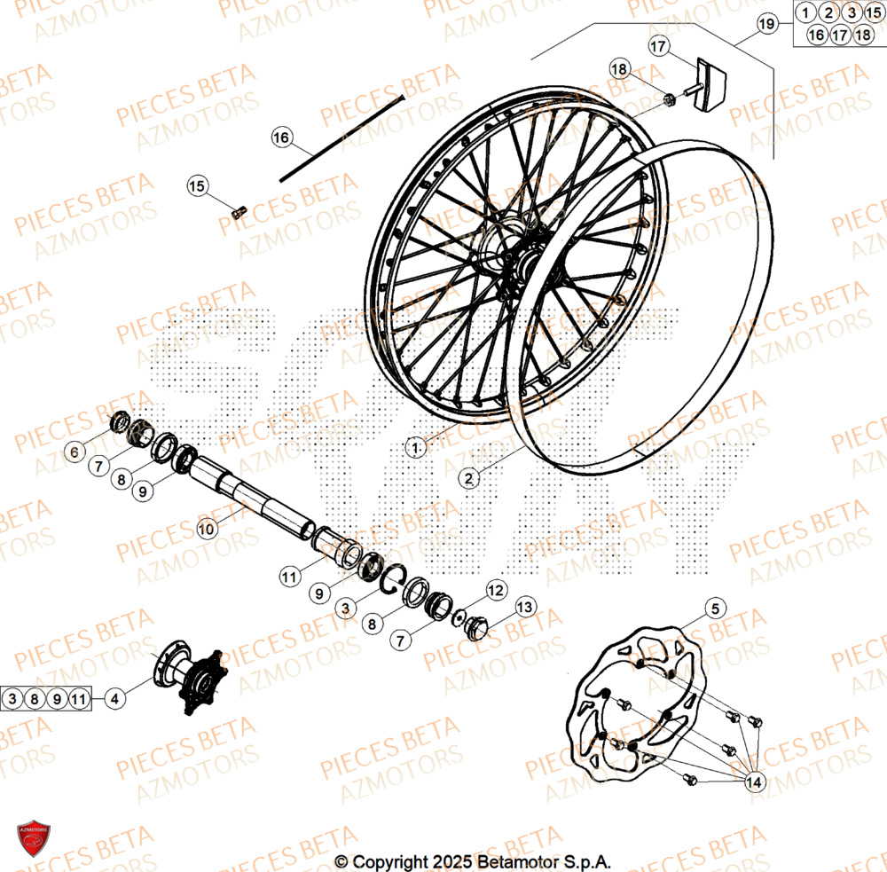 Roue Avant AZMOTORS Pieces BETA CROSS RX 450 4T - (2026)