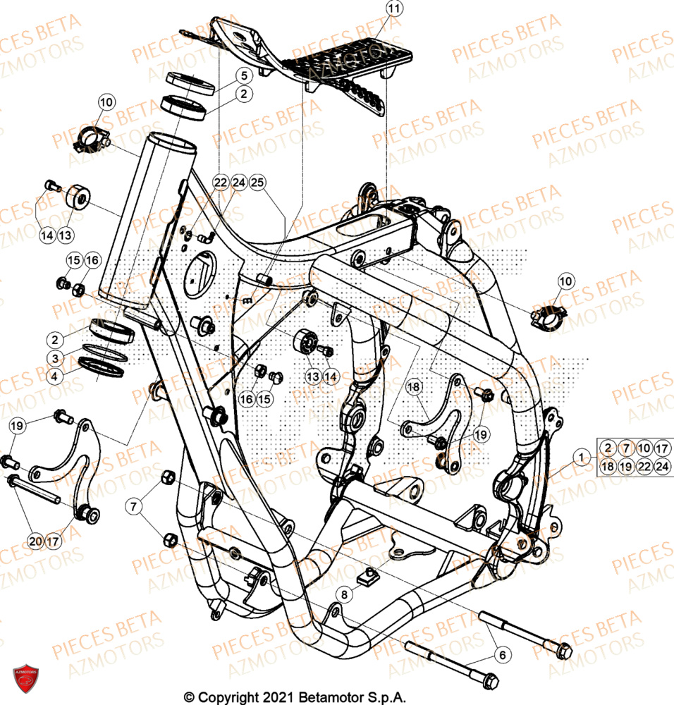 Chassis AZMOTORS Pieces BETA CROSS RX 300 2T - (2024)