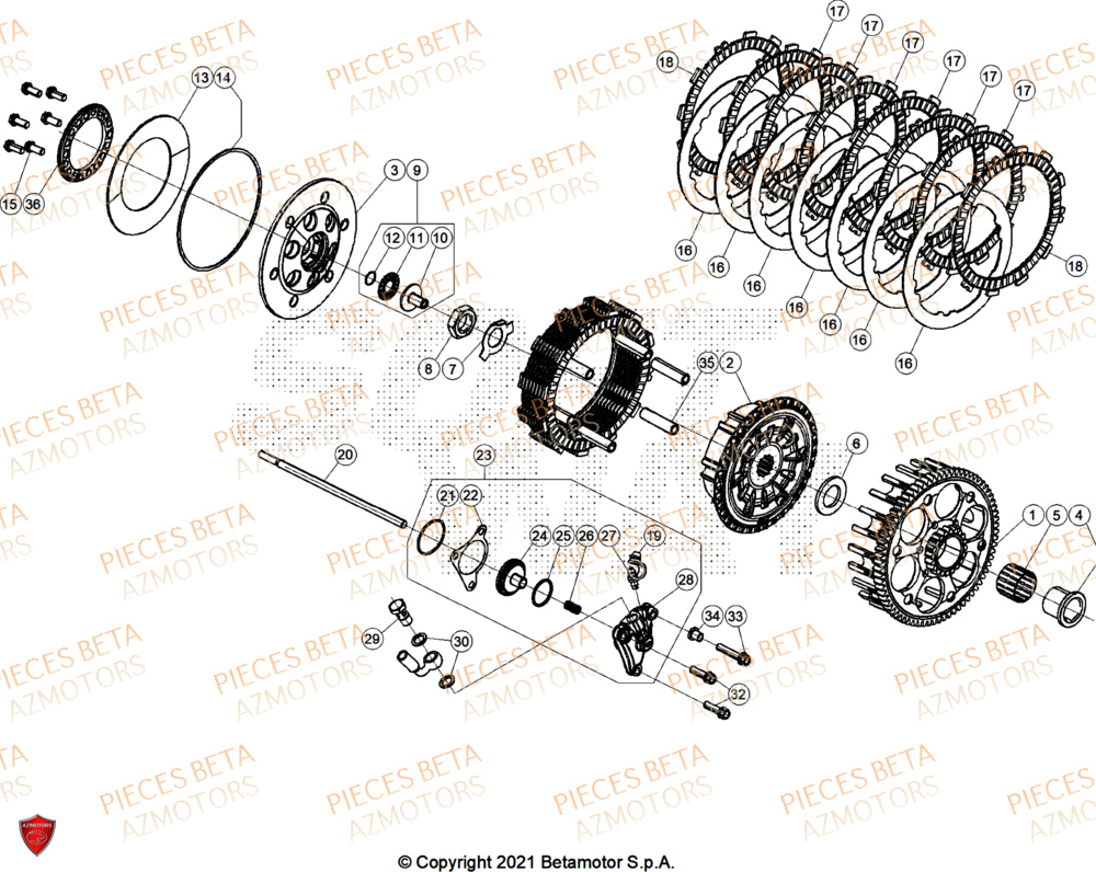 Embrayage AZMOTORS Pieces BETA CROSS RX 300 2T - (2025)