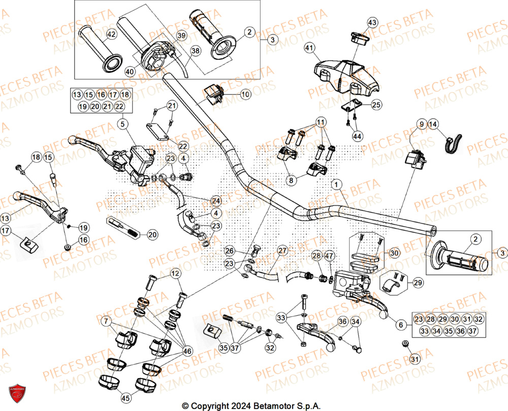 Guidon AZMOTORS Pieces BETA CROSS RX 300 2T - (2025)
