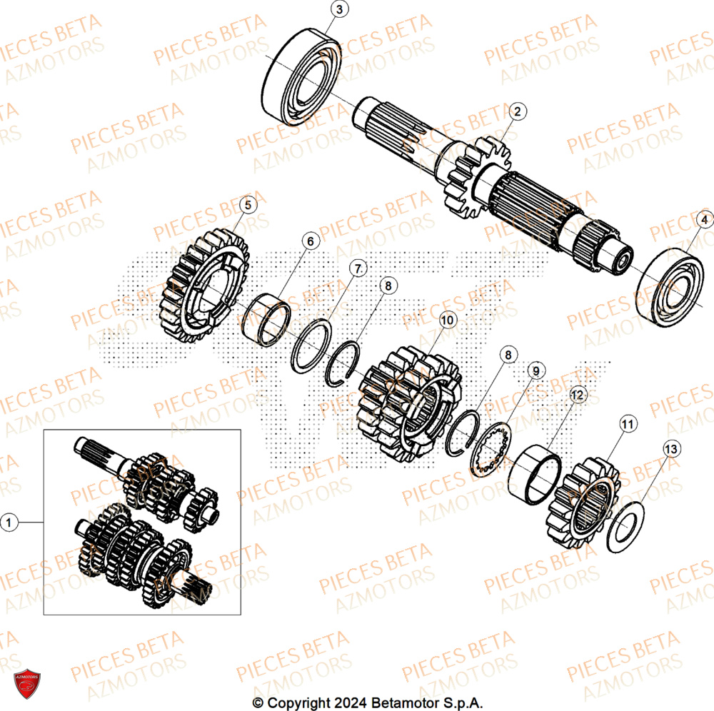 Transmission AZMOTORS Pieces BETA CROSS RX 300 2T - (2025)