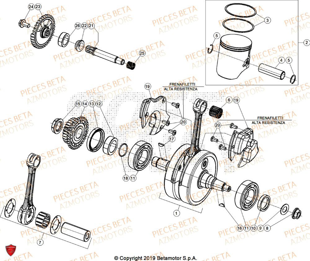 Vilebrequin AZMOTORS Pieces BETA CROSS RX 300 2T - (2025)
