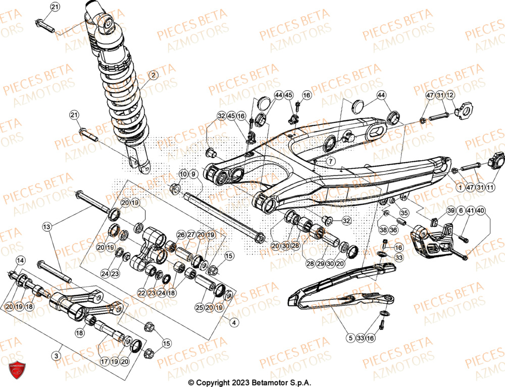 Bras Oscillant Amortisseur AZMOTORS Pieces BETA CROSS RX 450 4T - (2024)