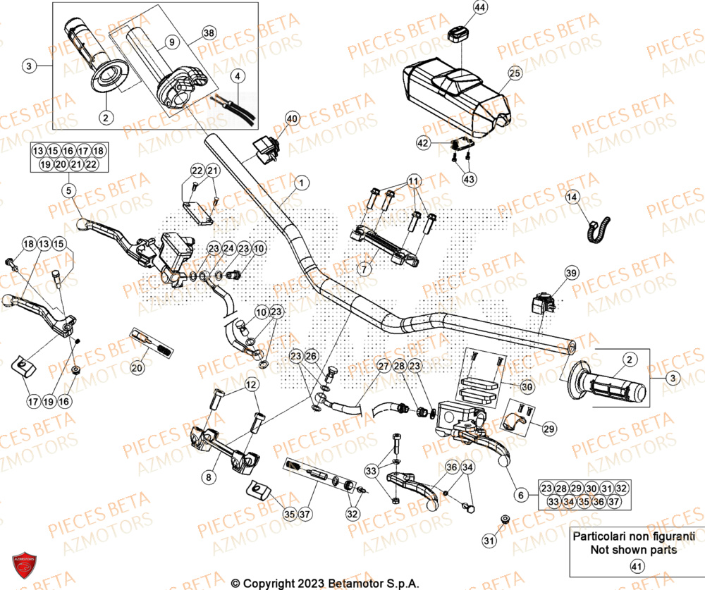 Commandes Guidon AZMOTORS Pieces BETA CROSS RX 450 4T - (2024)