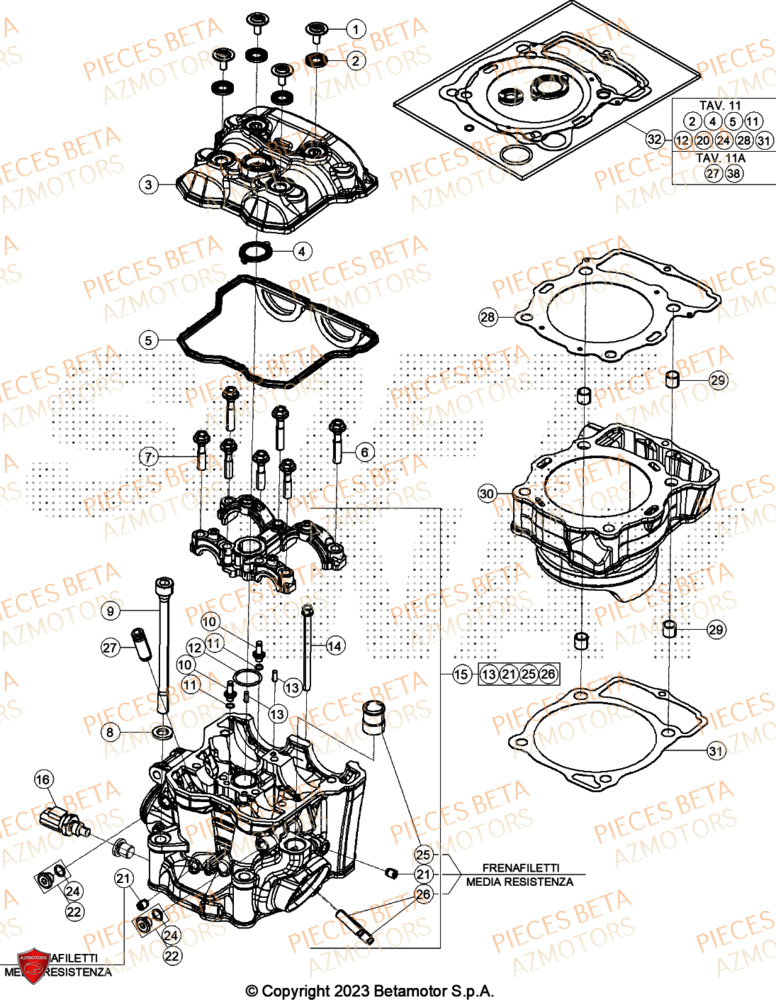 Cylindre Culasse Distribution AZMOTORS Pieces BETA CROSS RX 450 4T - (2024)
