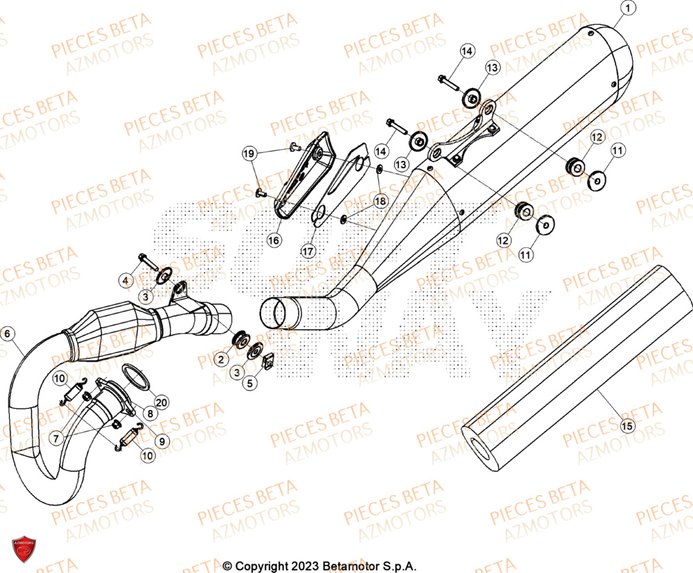 Echappement AZMOTORS Pieces BETA CROSS RX 450 4T - (2024)