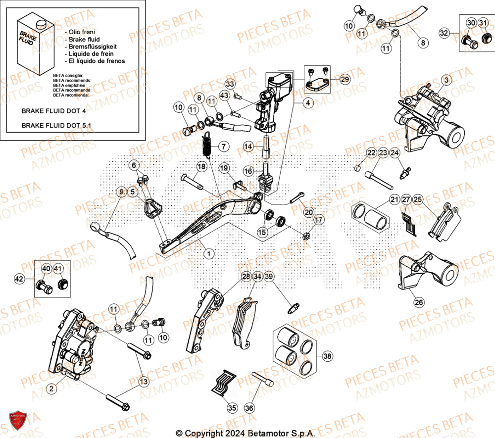 Freins AZMOTORS Pieces BETA CROSS RX 450 4T - (2024)