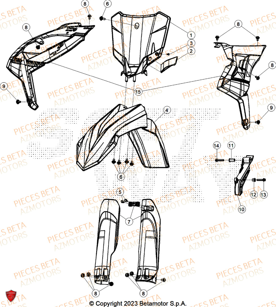 Carenages Avant AZMOTORS Pieces BETA CROSS RX 450 4T - (2025)