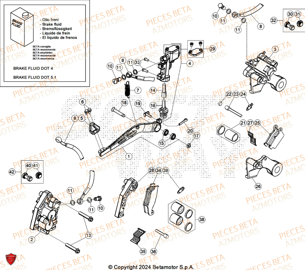 Freins AZMOTORS Pieces BETA CROSS RX 450 4T - (2025)