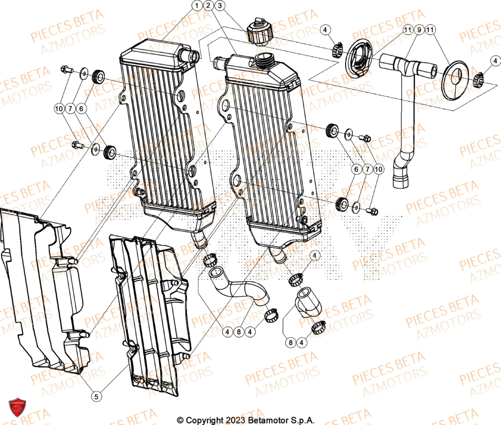 Radiateur AZMOTORS Pieces BETA CROSS RX 450 4T - (2025)