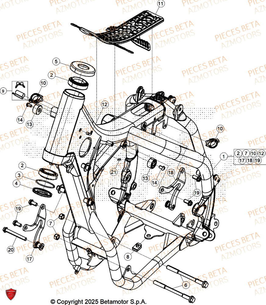 Chassis AZMOTORS Pieces BETA ENDURO RR 300 2T RACE - (2026)