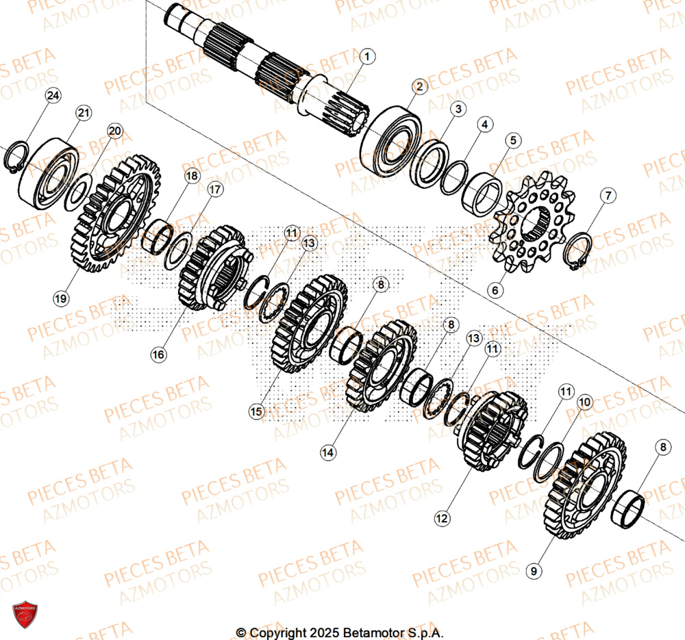 Transmission AZMOTORS Pieces BETA ENDURO RR 300 2T RACE - (2026)