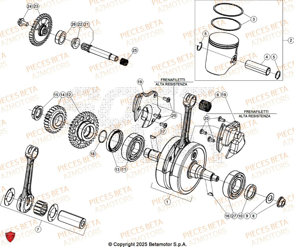 Vilebrequin AZMOTORS Pieces BETA ENDURO RR 300 2T RACE - (2026)