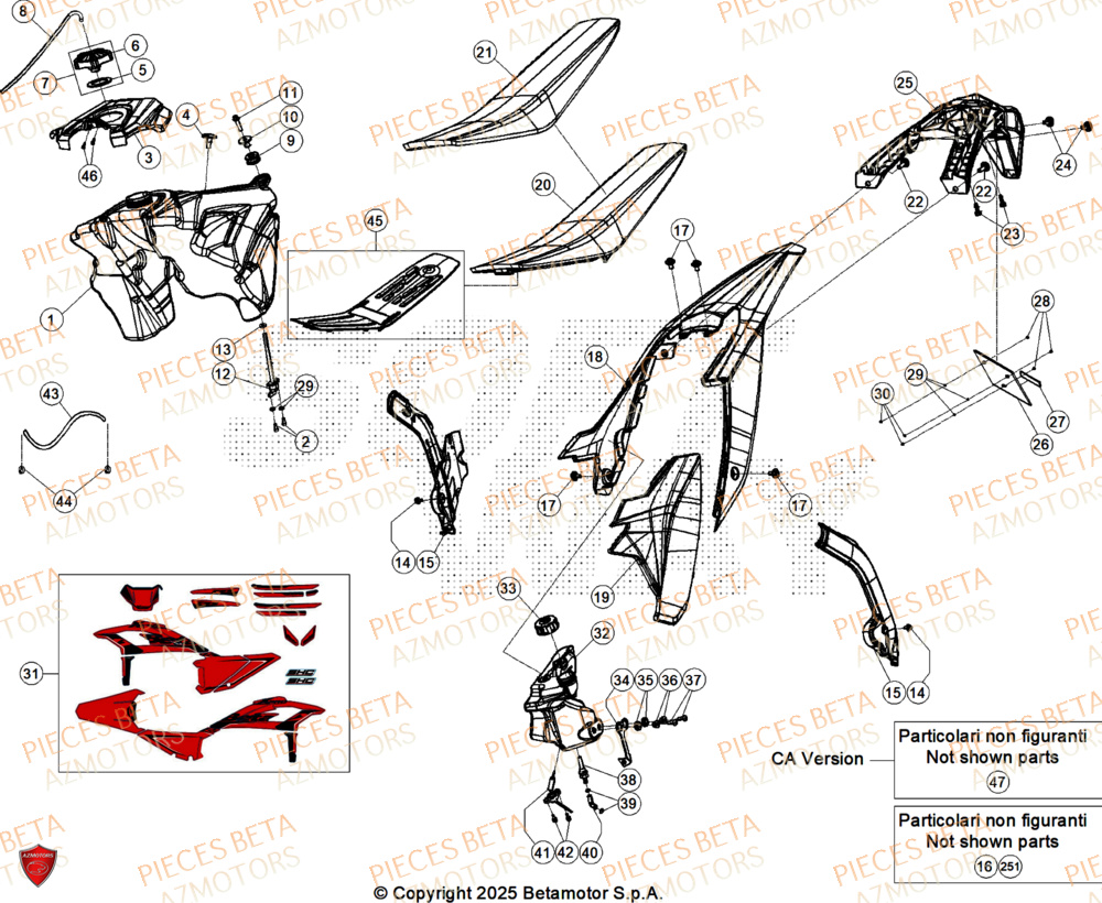 Carenage Arriere AZMOTORS Pieces BETA ENDURO RR 300 2T X-PRO - (2026)