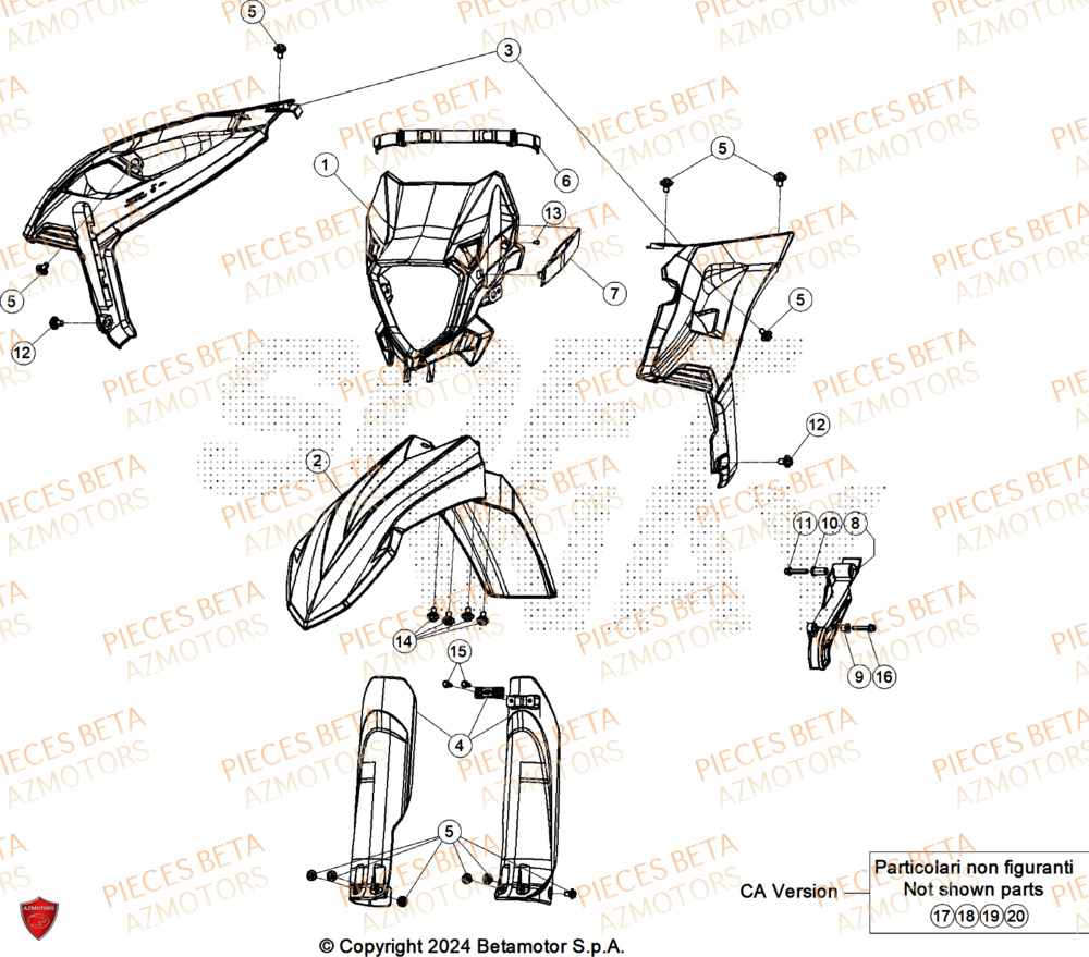 Carenage Avant AZMOTORS Pieces BETA ENDURO RR 300 2T X-PRO - (2026)
