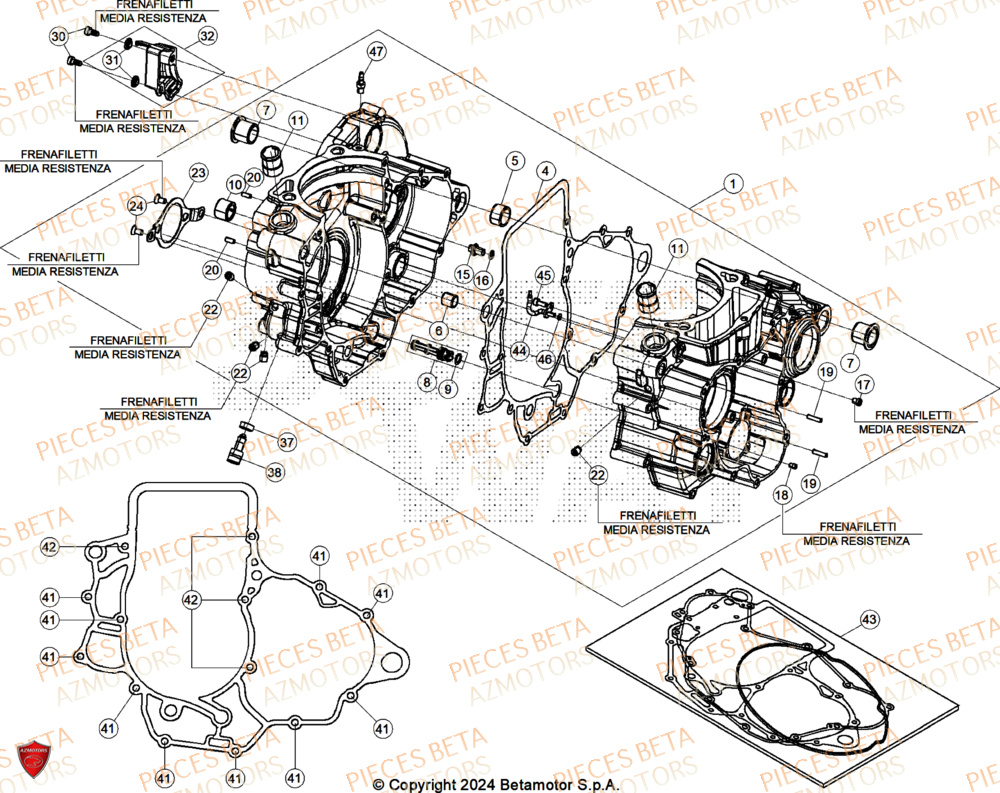Carter Moteur AZMOTORS Pieces BETA ENDURO RR 350 4T X-PRO - (2026)