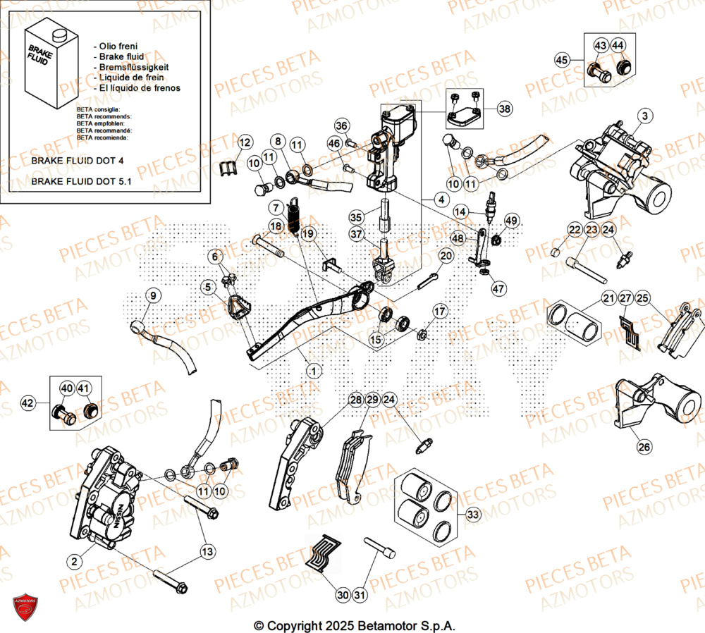Freins AZMOTORS Pieces BETA ENDURO RR 350 4T X-PRO - (2026)