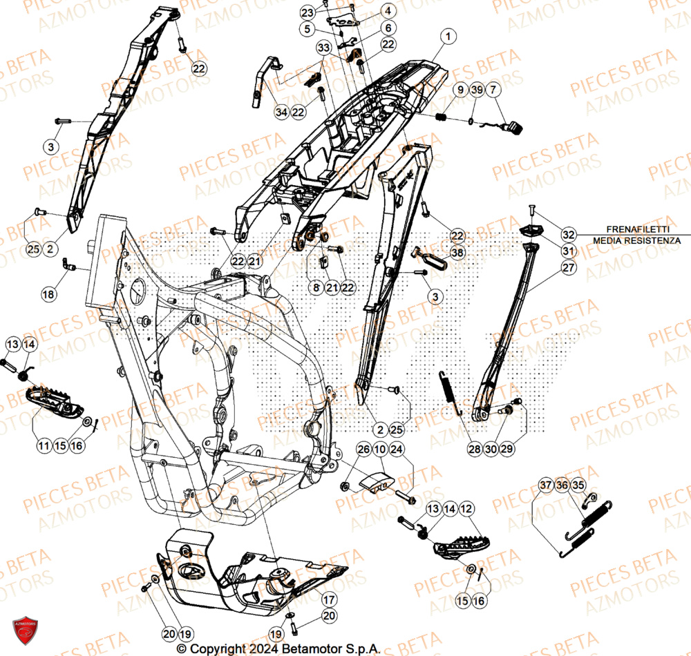 Accessoires Du Chassis AZMOTORS Pieces BETA ENDURO RR 350 4T RACE (2026)

