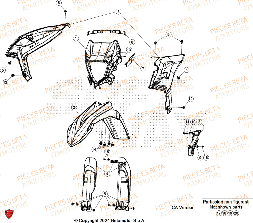 Carenage Avant AZMOTORS Pieces BETA ENDURO RR 350 4T RACE (2026)
