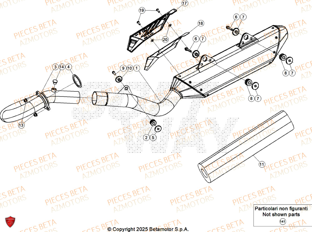 Echappement AZMOTORS Pieces BETA ENDURO RR 350 4T RACE (2026)
