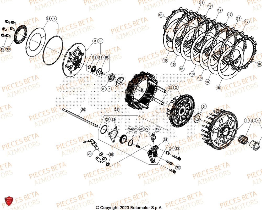Embrayage AZMOTORS Pieces BETA ENDURO RR 350 4T RACE (2026)
