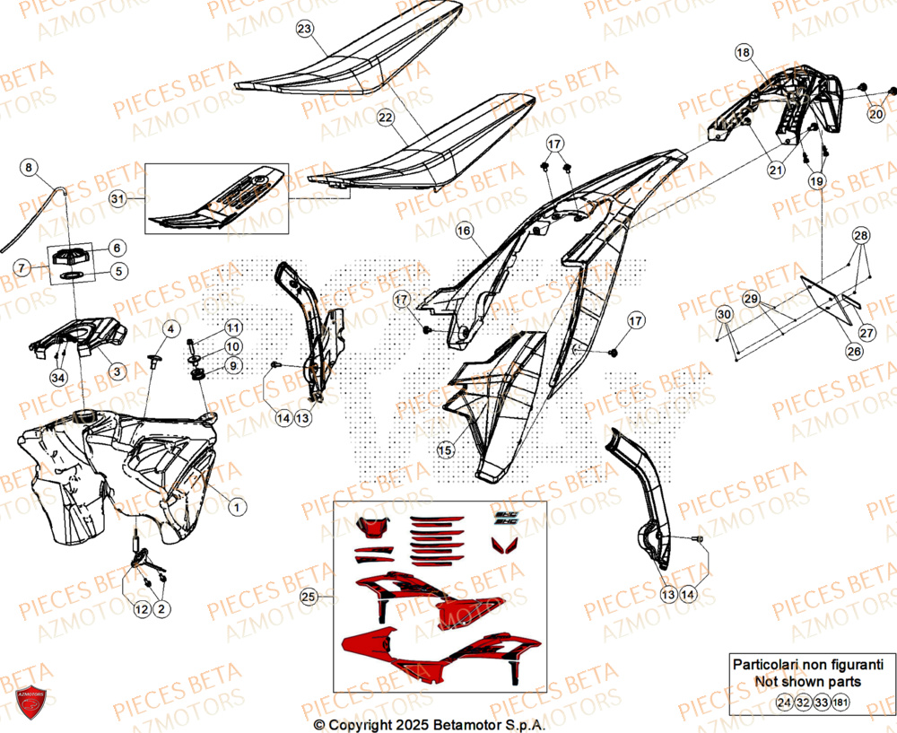 Carenage Arriere AZMOTORS Pieces BETA ENDURO RR 390 4T X-PRO - (2026)