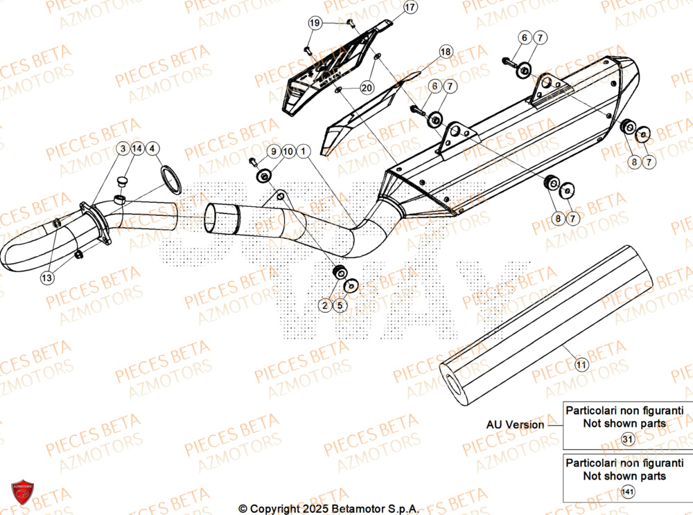 Echappement AZMOTORS Pieces BETA ENDURO RR 390 4T X-PRO - (2026)