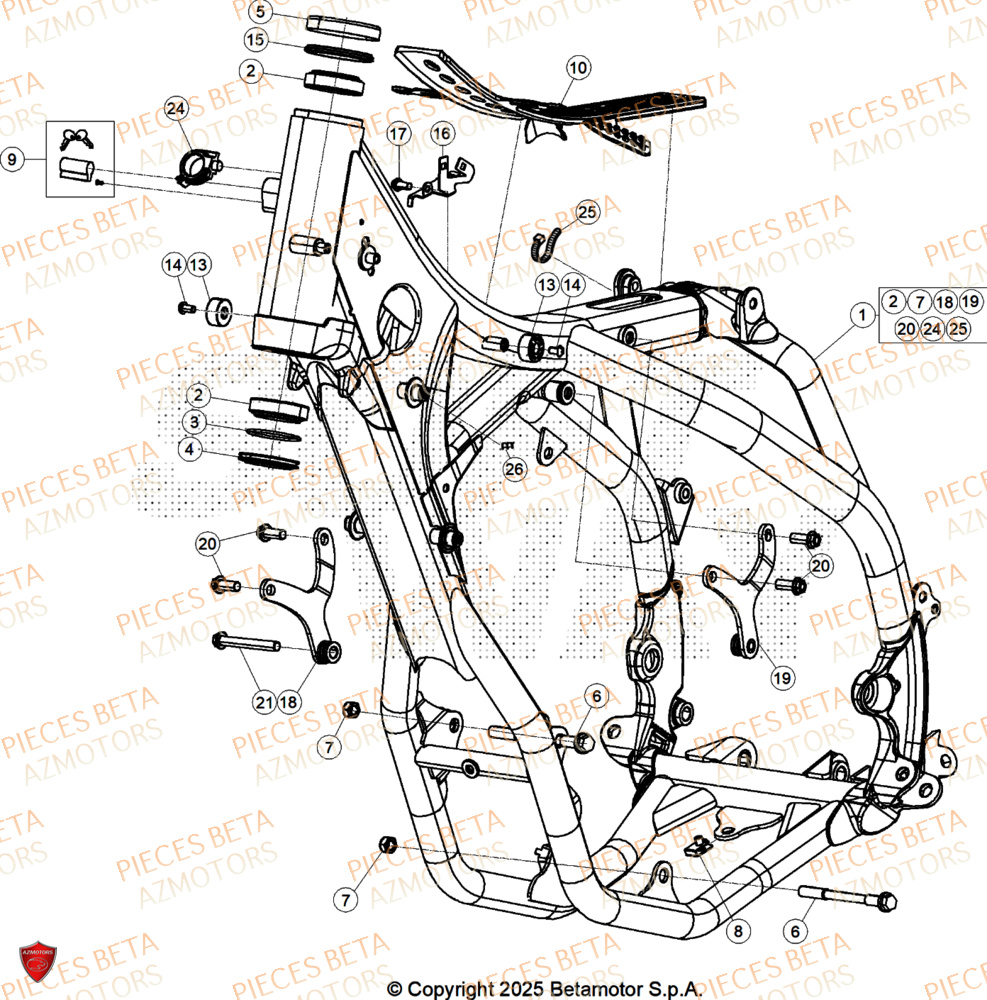 Chassis AZMOTORS Pieces BETA ENDURO RR 390 4T RACE (2026)
