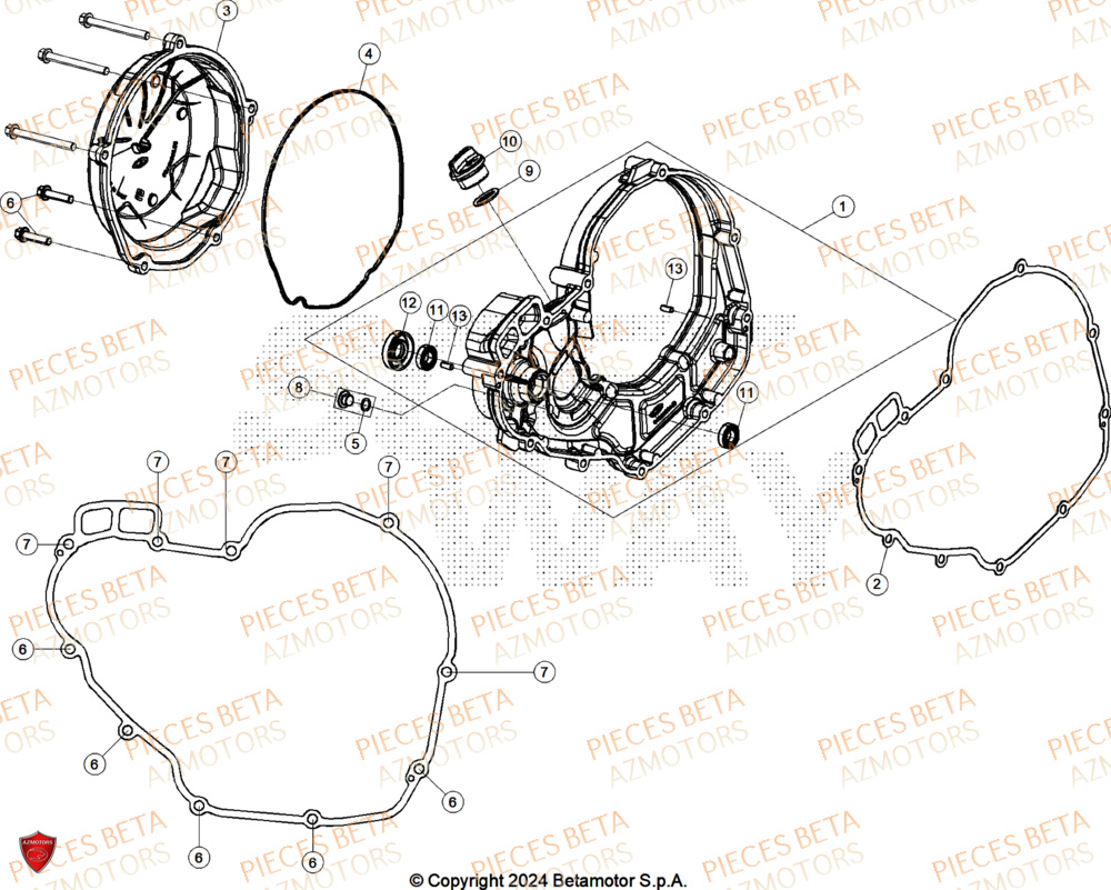 Couvercle Embrayage AZMOTORS Pieces BETA ENDURO RR 390 4T RACE (2026)
