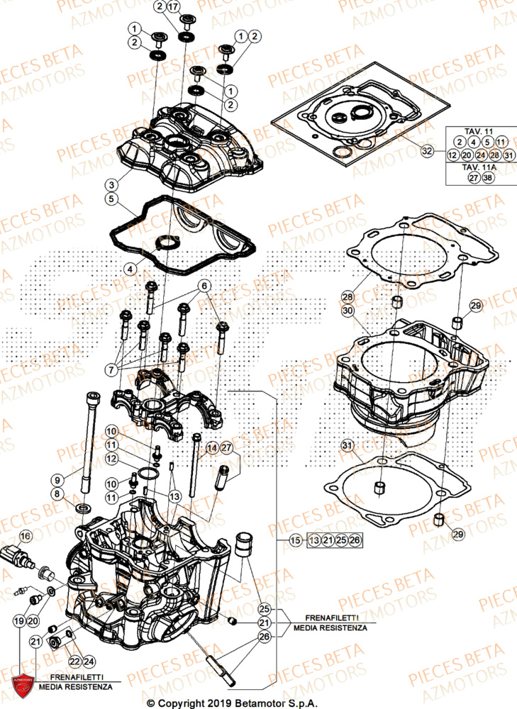 Cylindre AZMOTORS Pieces BETA ENDURO RR 390 4T RACE (2026)

