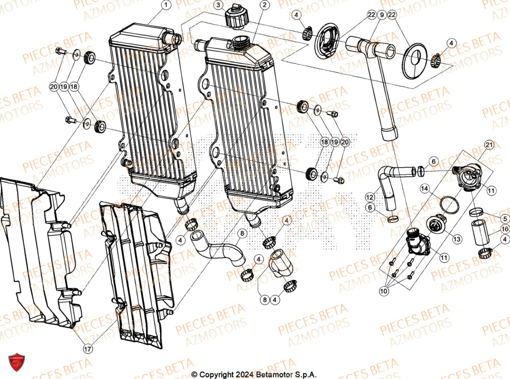 Radiateur AZMOTORS Pieces BETA ENDURO RR 390 4T RACE (2026)

