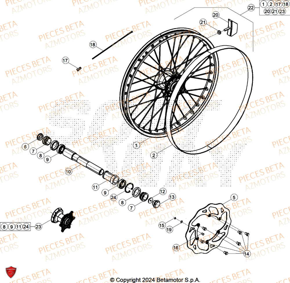 Roue Avant AZMOTORS Pieces BETA ENDURO RR 390 4T RACE (2026)
