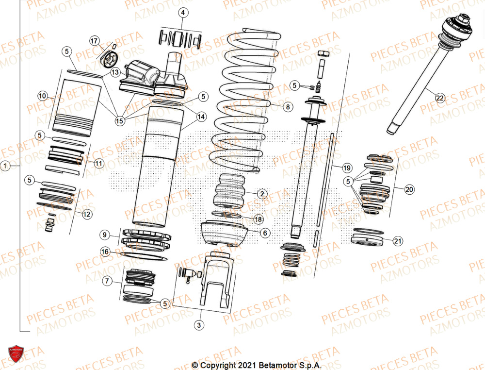 Amortisseur AZMOTORS Pieces BETA ENDURO RR 430 4T X-PRO - (2026)