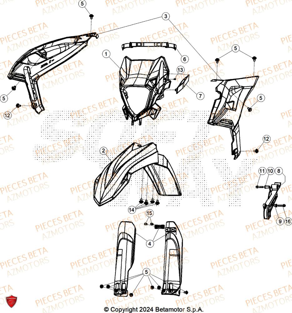 Carenage Avant AZMOTORS Pieces BETA ENDURO RR 430 4T X-PRO - (2026)
