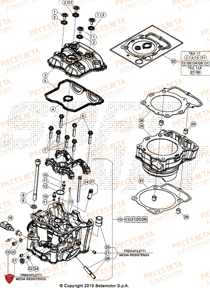 Cylindre AZMOTORS Pieces BETA ENDURO RR 430 4T X-PRO - (2026)