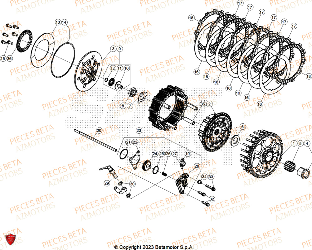 Embrayage AZMOTORS Pieces BETA ENDURO RR 430 4T X-PRO - (2026)