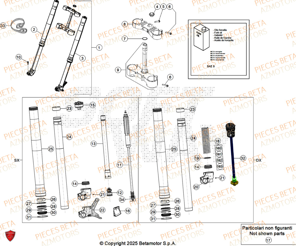 Fourche AZMOTORS Pieces BETA ENDURO RR 430 4T X-PRO - (2026)