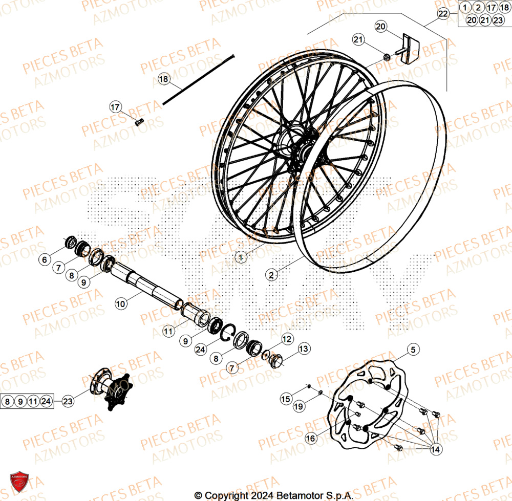 Roue Avant AZMOTORS Pieces BETA ENDURO RR 430 4T X-PRO - (2026)