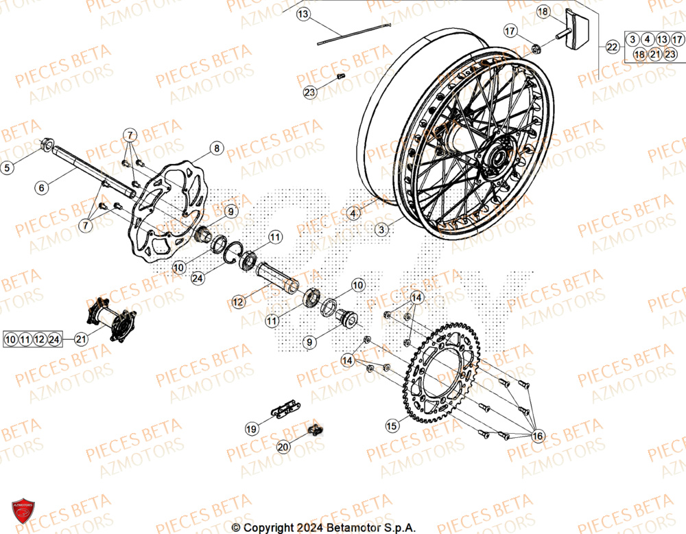 Roue Arriere AZMOTORS Pieces BETA ENDURO RR 430 4T RACE (2026)
