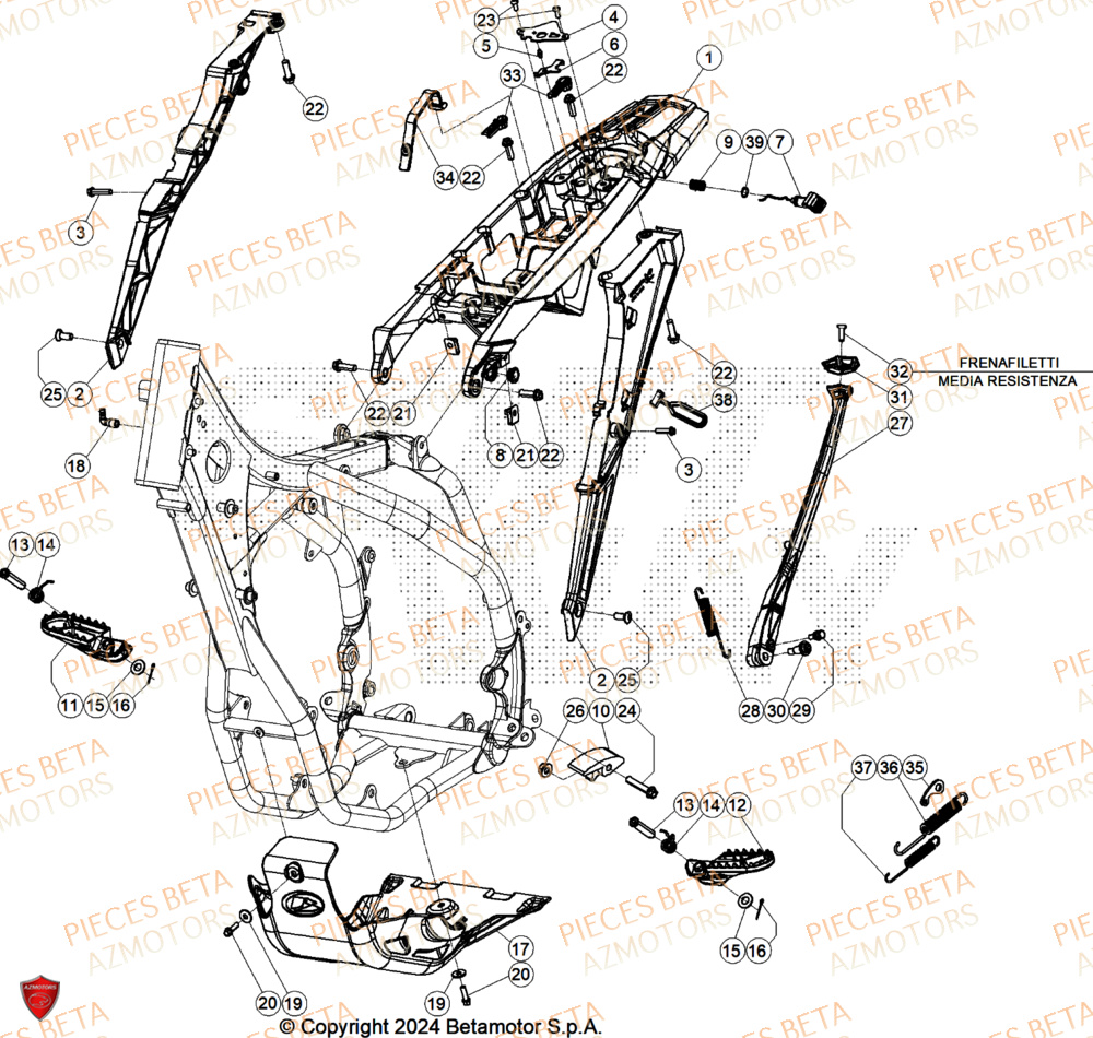 Accessoires Du Chassis AZMOTORS Pieces BETA ENDURO RR 480 4T X-PRO - (2026)