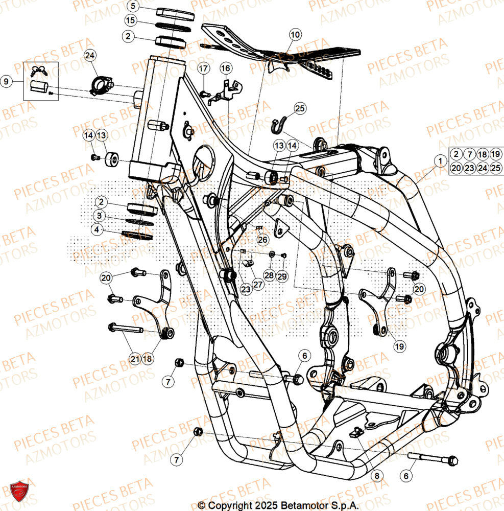 Chassis AZMOTORS Pieces BETA ENDURO RR 480 4T X-PRO - (2026)