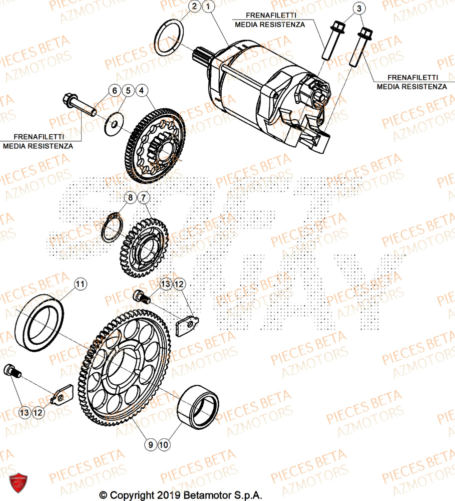 Demarreur AZMOTORS Pieces BETA ENDURO RR 480 4T X-PRO - (2026)