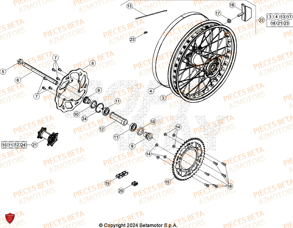 Roue Arriere AZMOTORS Pieces BETA ENDURO RR 480 4T X-PRO - (2026)